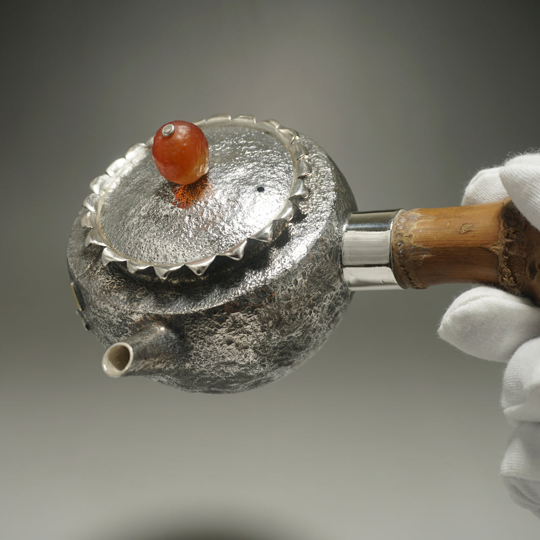 999 Pure Silver Handmade Side Handle Teapot 全手工刹寂风侧把银壶 220ml
