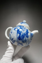 Load image into Gallery viewer, Qinghua Flowers Jingdezhen Fine Porcelain Duoqiu Teapot by Master KuangShi 青花匡石手绘掇球 220ml
