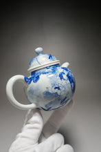 Load image into Gallery viewer, Qinghua Flowers Jingdezhen Fine Porcelain Duoqiu Teapot by Master KuangShi 青花匡石手绘掇球 220ml
