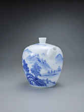 Load image into Gallery viewer, 225ml Qinghua Hand Painted Lanscape Jingdezhen Porcelain Teapot 素直白瓷重工山水巨轮珠
