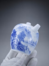 Load image into Gallery viewer, 225ml Qinghua Hand Painted Lanscape Jingdezhen Porcelain Teapot 素直白瓷重工山水巨轮珠
