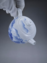 Load image into Gallery viewer, 225ml Qinghua Hand Painted Lanscape Jingdezhen Porcelain Teapot 素直白瓷重工山水巨轮珠
