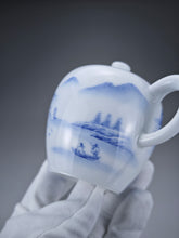 Load image into Gallery viewer, 225ml Qinghua Hand Painted Lanscape Jingdezhen Porcelain Teapot 素直白瓷重工山水巨轮珠
