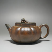 Load image into Gallery viewer, Fully Handmade Wood Fired Jiangpo-Qingni Jingwen Xiushi Yixing Teapot by Tang Mengfei 全手工汤梦飞柴烧青降坡泥筋纹器绣狮 250ml
