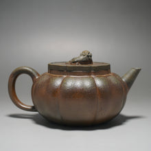 Load image into Gallery viewer, Fully Handmade Wood Fired Jiangpo-Qingni Jingwen Xiushi Yixing Teapot by Tang Mengfei 全手工汤梦飞柴烧青降坡泥筋纹器绣狮 250ml

