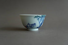 Load image into Gallery viewer, 110ml Qinghua Fanggu Jingdezhen Porcelain Teacup by KuangShi 艺品青花小碗杯
