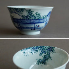 Load image into Gallery viewer, 110ml Qinghua Fanggu Jingdezhen Porcelain Teacup by KuangShi 艺品青花小碗杯
