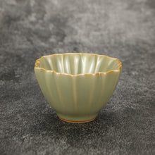 Load image into Gallery viewer, 50ml Jade Series Ruyao Lotus Teacup 汝窑青玉釉荷瓣杯
