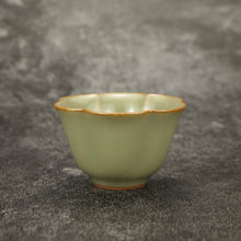 Load image into Gallery viewer, 50ml Jade Series Ruyao Six Lobe Teacup 汝窑青玉釉六瓣花杯
