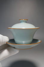 Load image into Gallery viewer, Azure Ruyao Sancai Gaiwan 天青汝窑三才盖碗
