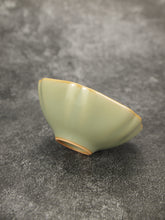 Load image into Gallery viewer, 70ml Jade Series Ruyao Sunflower Teacup 汝窑青玉釉葵口六方杯
