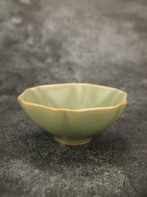 Load image into Gallery viewer, 70ml Jade Series Ruyao Sunflower Teacup 汝窑青玉釉葵口六方杯
