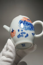 Load image into Gallery viewer, Qinghua Persimmon Jingdezhen Fine Porcelain Teapot by Master KuangShi 青花匡石手绘高士壶-柿子 85ml
