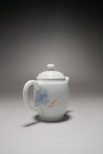 Load image into Gallery viewer, Qinghua Koi Jingdezhen Fine Porcelain Teapot by Master KuangShi 青花匡石手绘高士壶-锦鲤 85ml
