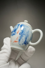 Load image into Gallery viewer, Qinghua Koi Jingdezhen Fine Porcelain Teapot by Master KuangShi 青花匡石手绘高士壶-锦鲤 85ml

