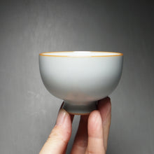 Load image into Gallery viewer, 85ml Moon White Ruyao Goblet Teacup 月白高脚杯
