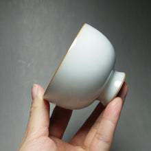 Load image into Gallery viewer, 85ml Moon White Ruyao Goblet Teacup 月白高脚杯
