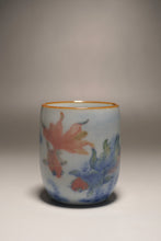 Load image into Gallery viewer, 90ml Qinghua Two Goldfish Moon White Ruyao Teacup 月白青花金鱼杯
