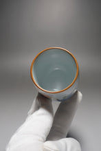 Load image into Gallery viewer, 90ml Qinghua Two Goldfish Moon White Ruyao Teacup 月白青花金鱼杯
