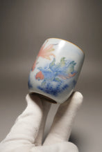 Load image into Gallery viewer, 90ml Qinghua Two Goldfish Moon White Ruyao Teacup 月白青花金鱼杯
