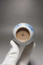 Load image into Gallery viewer, 90ml Qinghua Two Goldfish Moon White Ruyao Teacup 月白青花金鱼杯
