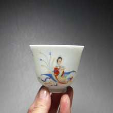 Load image into Gallery viewer, Fairy with Phoenix on the Way to the Banquet Falangcai Porcelain Teacup 珐琅彩瑶池赴宴杯 95ml
