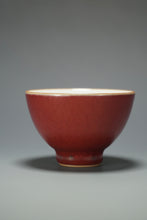 Load image into Gallery viewer, Red Ruyao Tall Chicken Heart Teacup by Shan Kilns 善窑汝窑霁红高鸡心杯 110ml
