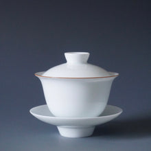 Load image into Gallery viewer, 110ml Classic Jingdezhen Porcelain Gaiwan with Brown Rim 甜白小福圆盖碗
