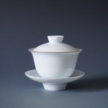 Load image into Gallery viewer, 110ml Classic Jingdezhen Porcelain Gaiwan with Brown Rim 甜白小福圆盖碗
