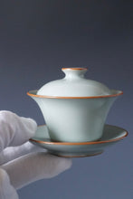Load image into Gallery viewer, Azure Ruyao Sancai Gaiwan by Shan Kilns 善窑天青汝窑三才盖碗
