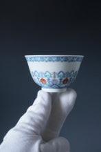 Load image into Gallery viewer, Wood Fired Doucai Flower Buds Jingdezhen Porcelain Teacup 柴窑斗彩花苞纹样杯 100ml
