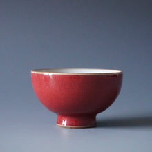 Load image into Gallery viewer, Wide Red Ruyao Teacup 善窑汝窑霁红压手杯 100ml
