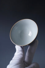 Load image into Gallery viewer, 120ml Jilan Blue Ruyao Chicken Heart Teacup 善窑汝窑霁蓝鸡心杯
