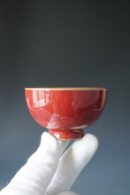 Load image into Gallery viewer, Red Ruyao Chicken Heart Teacup Style 2 by Shan Kilns 善窑汝窑霁红鸡心杯 105ml
