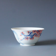 Load image into Gallery viewer, 60ml Qinghua Plum Blossoms Jingdezhen Porcelain Teacup by KuangShi 青花匡石手绘梅花杯
