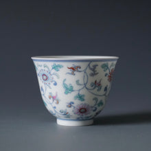 Load image into Gallery viewer, Wood Fired Doucai Flowers Jingdezhen Porcelain Teacup 柴窑斗彩菊花杯 90ml
