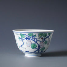 Load image into Gallery viewer, Doucai Grapes Jingdezhen Porcelain Teacup 斗彩成化葡萄杯 105ml
