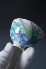 Load image into Gallery viewer, Wood Fired Doucai Bird and Banana Leaf Jingdezhen Porcelain Teacup 柴窑斗彩蕉叶杯 100ml
