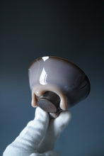 Load image into Gallery viewer, 100ml Dripping Smoky Ruyao Teacup by KengKou Studio 坑口烧汝窑烟紫流釉杯
