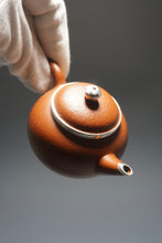 Load image into Gallery viewer, Repaired Silver Rim Zhuni Dahongpao Shuiping Yixing Teapot 朱泥大红袍包银小水平 105ml

