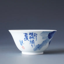 Load image into Gallery viewer, 50ml Qinghua Cherries Porcelain Teacup by KuangShi 青花匡石樱桃芭蕉杯
