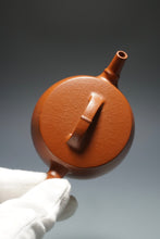 Load image into Gallery viewer, Fully Handmade Zhuni Bamboo Hanwa Teapot by Yu Bo 全手工余波极品朱泥汉瓦竹 170ml
