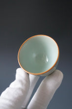 Load image into Gallery viewer, 65ml Shan Kilns Dripping Azure Ruyao Tall Teacup 善窑汝窑天青流釉杯
