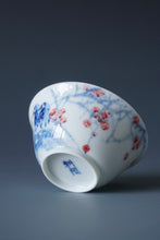 Load image into Gallery viewer, 60ml Qinghua Birds Jingdezhen Porcelain Teacup by KuangShi 青花匡石手绘花鸟早春杯
