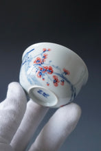 Load image into Gallery viewer, 85ml Qinghua Birds and Flowers Bringing Spring Porcelain Teacup by KuangShi 青花匡石手绘花鸟开春杯
