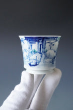 Load image into Gallery viewer, 85ml Qinghua Water Town Jingdezhen Porcelain Teacup by KuangShi 青花匡石手绘水乡杯
