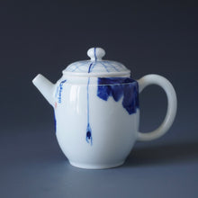 Load image into Gallery viewer, Qinghua Spider and Banana Leaf Jingdezhen Fine Porcelain Teapot by Master KuangShi 青花匡石蛛网芭蕉高仕壶 110ml
