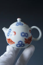 Load image into Gallery viewer, Qinghua Fish and Coins Jingdezhen Fine Porcelain Teapot 青花有余龙蛋壶 100ml
