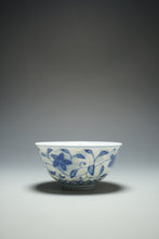 Load image into Gallery viewer, Wood Fired Qinghua 4 Seasons Flower Jingdezhen Porcelain Teacup 柴窑青花四季花杯 140ml
