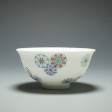 Load image into Gallery viewer, Wood Fired Doucai Hydrangea Jingdezhen Porcelain Teacup 柴窑斗彩绣球花杯 110ml
